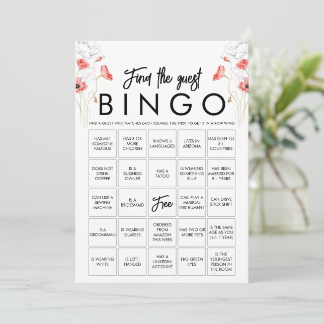 Carte de jeu de bingo personnalisable élégante ave (Debout devant)