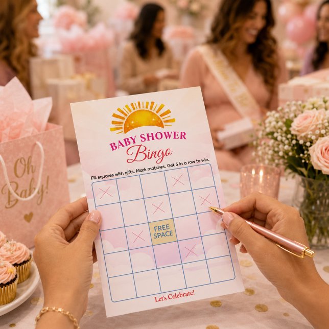 Carte de jeu de bingo pour baby shower Bright Sun  (Créateur téléchargé)
