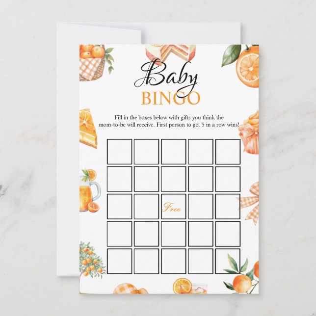 Carte de jeu de bingo pour Baby shower Citrus (Devant)