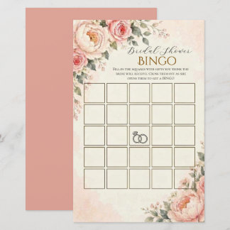 Carte de jeu de bingo pour baby shower rose poudré
