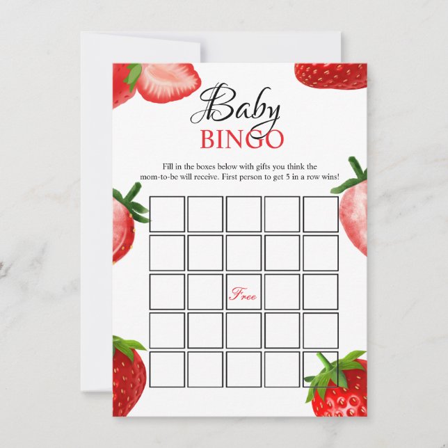Carte de jeu de bingo pour baby shower Strawberry  (Devant)