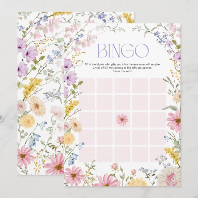 Carte de jeu de bingo pour baby shower sur les fle (Devant / Derrière)