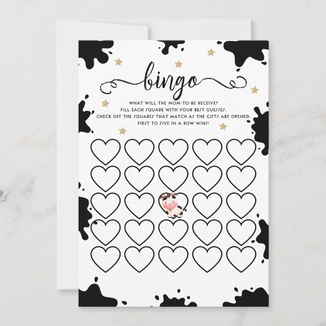 Carte de jeu de bingo pour bébé Cow (Devant)