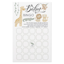 Carte de jeu de bingo pour bébé Safari Animals Bab