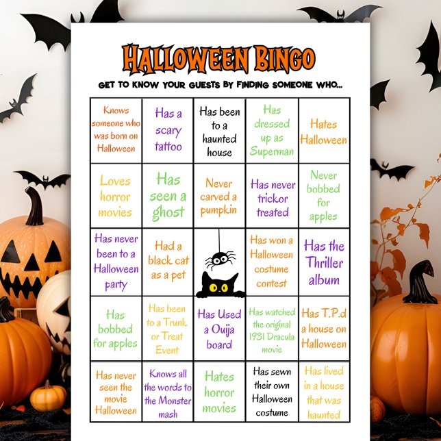Carte de jeu de bingo pour briser la glace à Hallo (Halloween Human Bingo Ice Breaker Game Card)