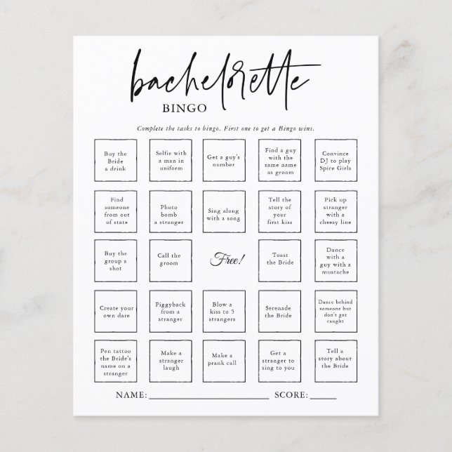 Carte de jeu de bingo pour enterrement de vie de j (Devant)