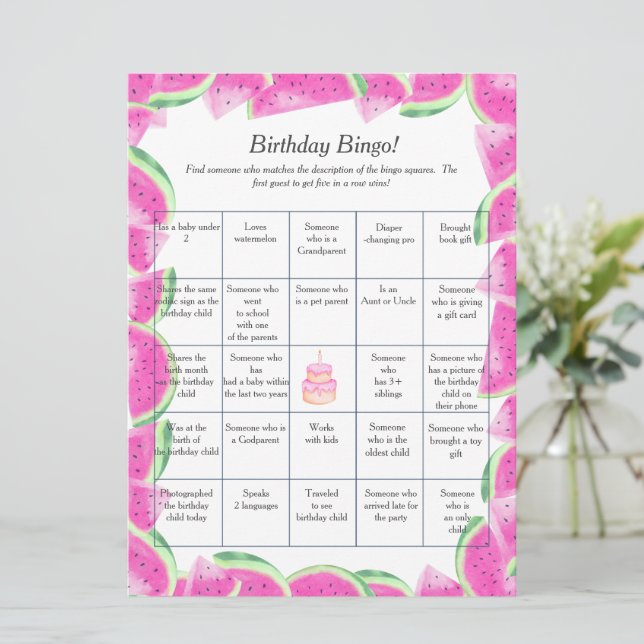 Carte de jeu de bingo pour invité avec thème de me (Debout devant)