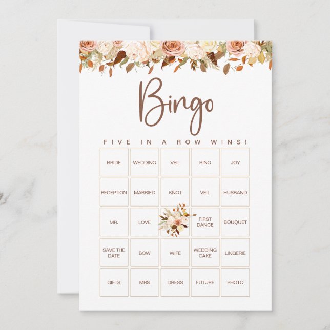 Carte de jeu de Bingo pour une Baby Shower Bohème  (Devant)