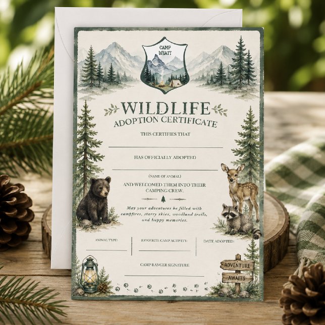 Carte de jeu de certificat d'adoption de faune for (Créateur téléchargé)