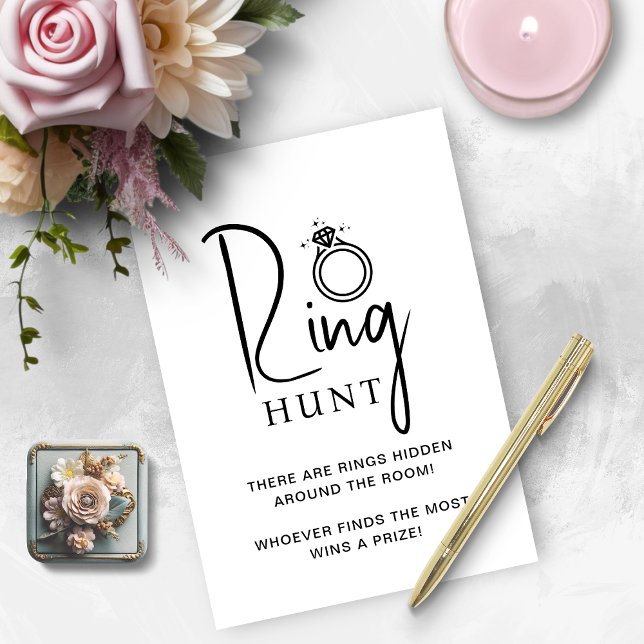 Carte de jeu de chasse à l'anneau pour la fête de  (Bridal Shower Game Ring Hunt Card)