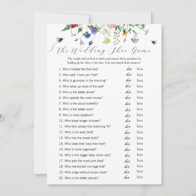 Carte de jeu de chaussure de mariage aux fleurs sa (Devant)