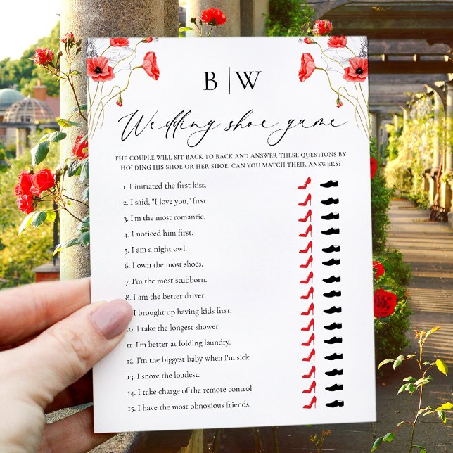 Carte de jeu de chaussure de mariage florale rouge (Créateur téléchargé)