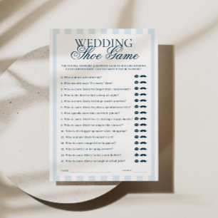 Carte de jeu de chaussures de mariage rayée bleue