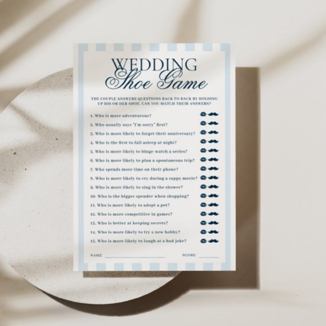Carte de jeu de chaussures de mariage rayée bleue (Créateur téléchargé)