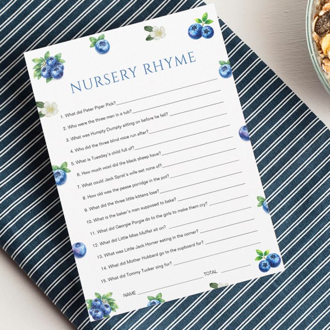 Carte de jeu de comptine pour la baby shower Blueb (Créateur téléchargé)