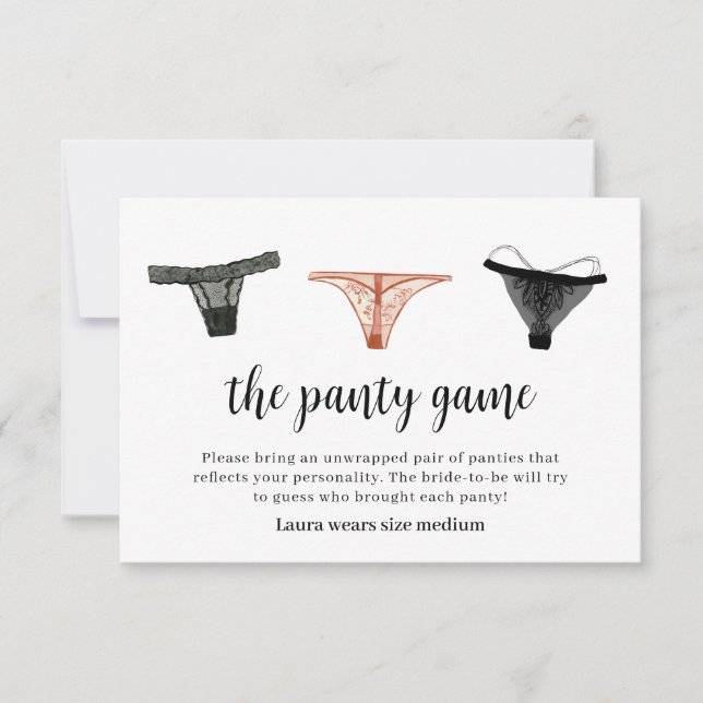 Carte de jeu de culotte pour douche de mariage lin (Devant)
