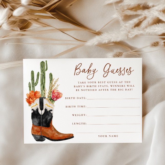 Carte de jeu de devinette bébé Bottes Western Aqua (Créateur téléchargé)