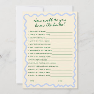 Carte de jeu de devinette de mariage à écriture fa