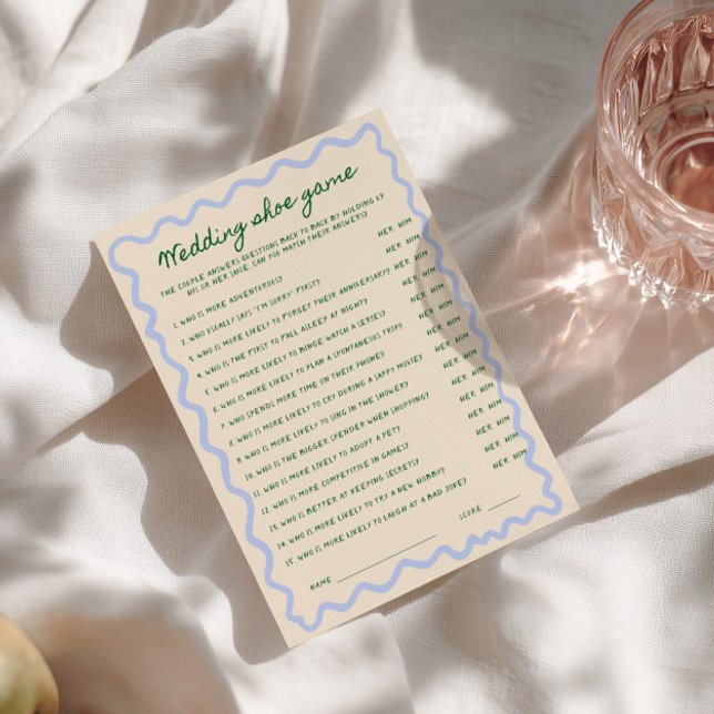 Carte de jeu de devinette de mariage avec écriture (Créateur téléchargé)