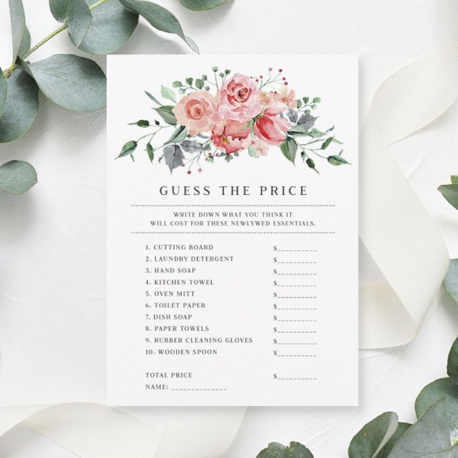 Carte de jeu de devinette de prix pour enterrement (Play this fun game at your bridal or wedding shower!)