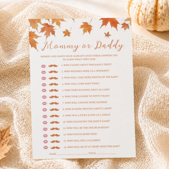 Carte de jeu de devinette pour Baby Shower d'autom (Créateur téléchargé)