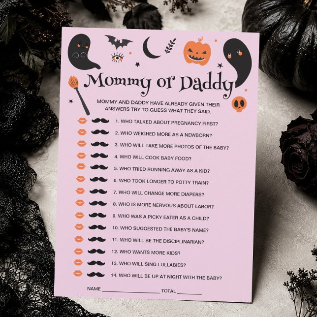 Carte de jeu de devinette pour Baby Shower Hallowe (Créateur téléchargé)