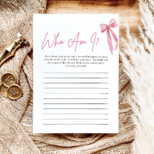 Carte de jeu de douche de mariage Blush Pink Bow W