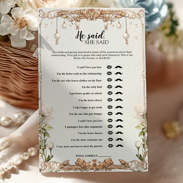 Carte de jeu de douche de mariée Floral He Said Sh (Créateur téléchargé)
