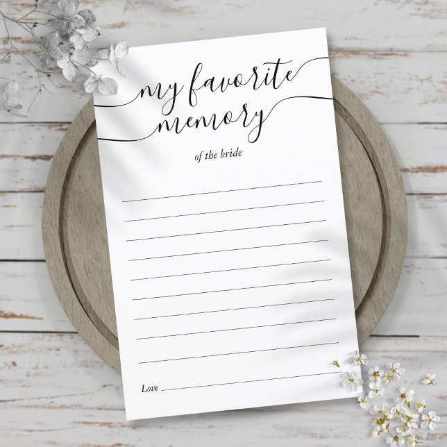 Carte de jeu de douche de mon meilleur souvenir (My Favorite Memory Shower Game Card)