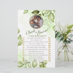 Carte de jeu de douche nuptiale verte
