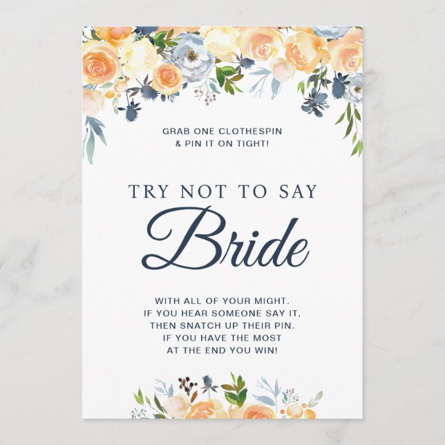 Carte de jeu de fête de mariage floral 'Ne dites p (Devant)