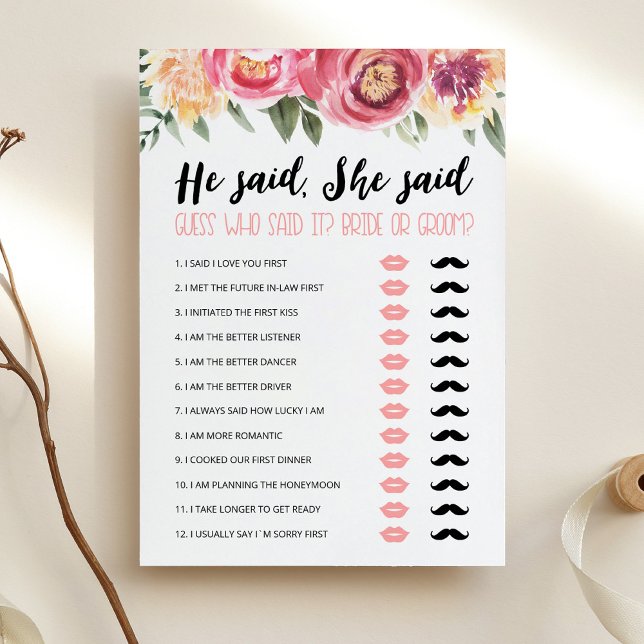 Carte de jeu de Fête de Mariage modifiable Il a di (Créateur téléchargé)