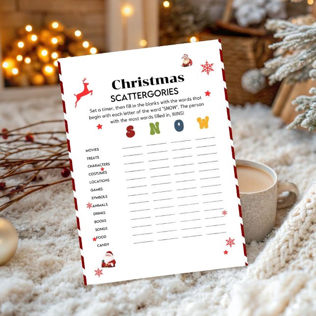 carte de jeu de fête de Noël Scattegories (Créateur téléchargé)