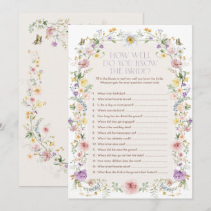 Carte de jeu de Fête des mariées de prairie Fleur 