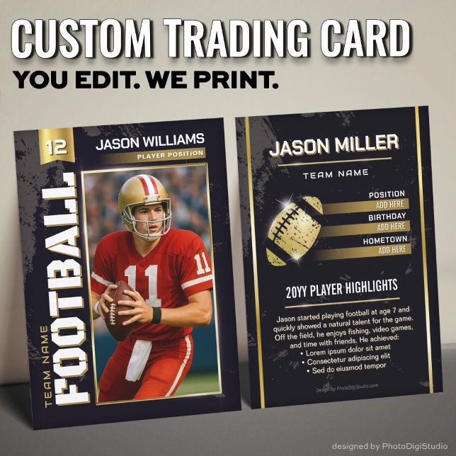 Carte de jeu de football personnalisée, Carte de j (Custom Football Trading Card, Gold Power Player Card)
