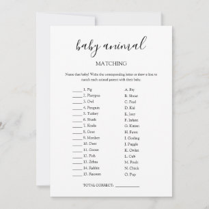 Carte de jeu de jumelage animal bébé