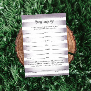 Carte de jeu de langage bébé lapin bronzé violet