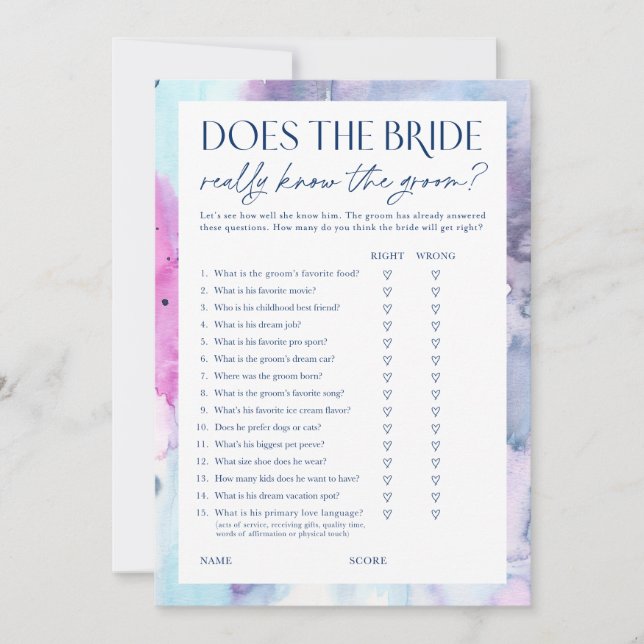 Carte de jeu de mariage de rêve pour la mariée et  (Devant)