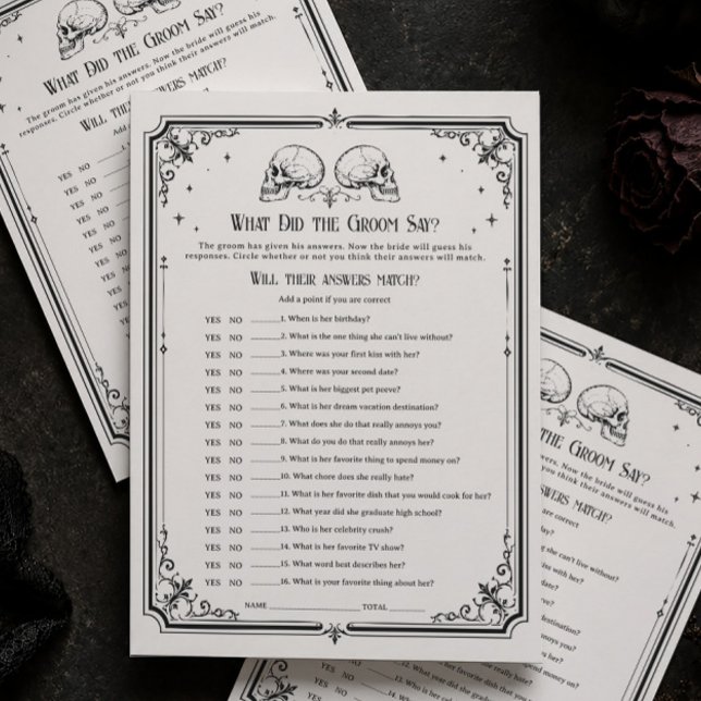 Carte de jeu de mariage gothique 'Qu'a-t-il dit' (Créateur téléchargé)