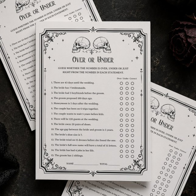 Carte de jeu de mariage Halloween Plus ou Moins (Créateur téléchargé)