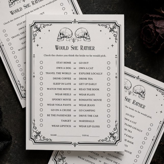 Carte de jeu de mariage Halloween 'Préférerait-ell (Créateur téléchargé)