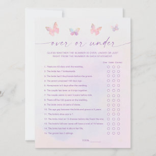 Carte de jeu de mariage papillon Over ou Under