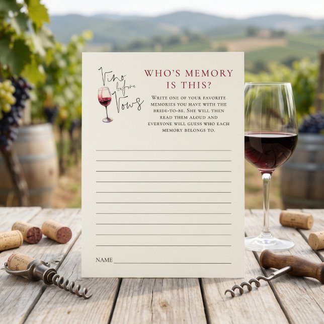 carte de jeu de mémoire Vino Befor Vows pour enter (Créateur téléchargé)