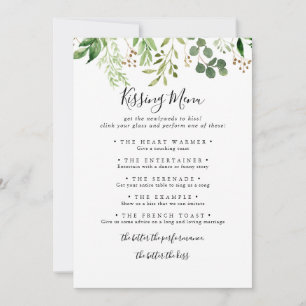Carte de jeu de menu de baiser de mariage simple E