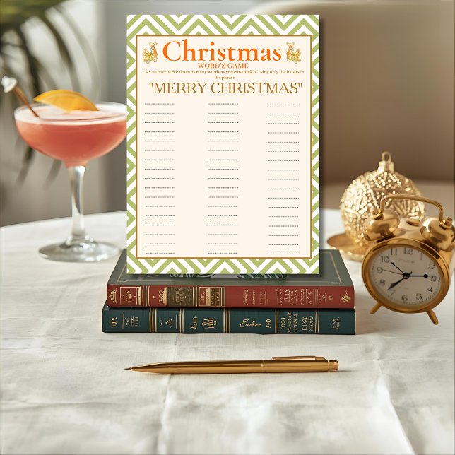 Carte de jeu de mots de Noël tropical (Tropical Christmas Word game card)