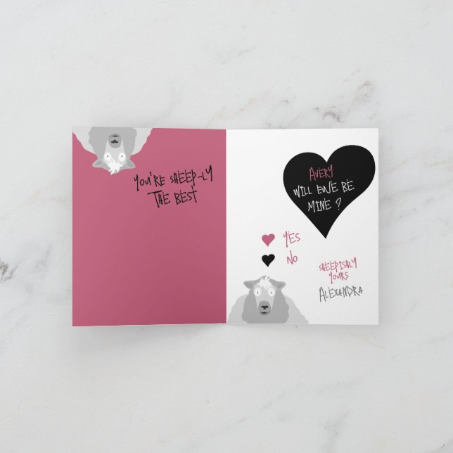 Carte de jeu de mots drôle de mouton : Veux-tu êtr (Intérieur)