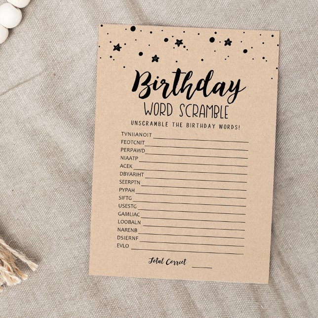 Carte de jeu de mots mêlés d'anniversaire avec rép (Créateur téléchargé)
