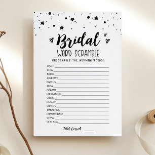 Carte de jeu de mots mêlés pour mariage avec répon