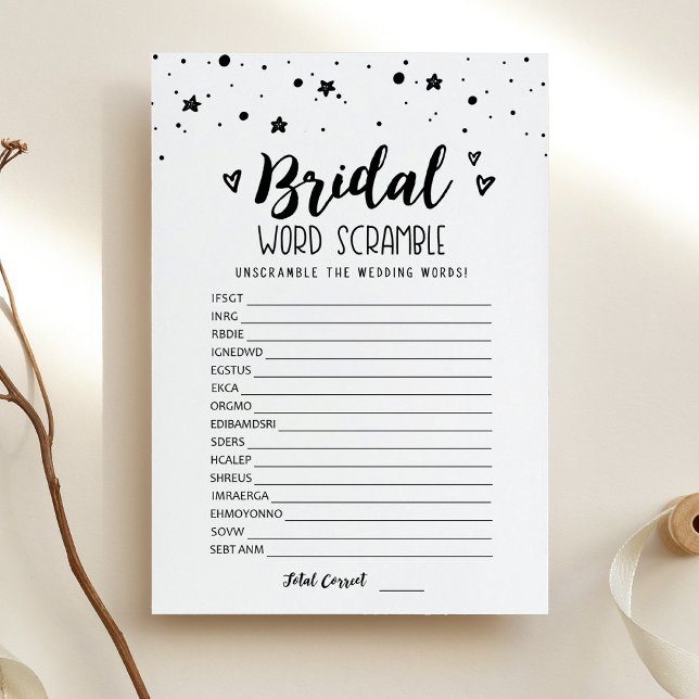 Carte de jeu de mots mêlés pour mariage avec répon (Créateur téléchargé)