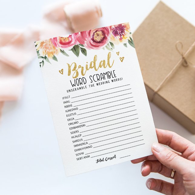 Carte de jeu de mots mêlés pour mariage avec répon (Créateur téléchargé)
